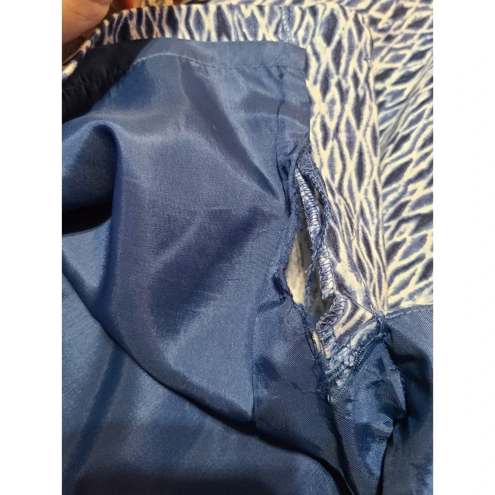 Michael Kors Blue Printed Faux Belt Pencil Skirt Sz 2‎